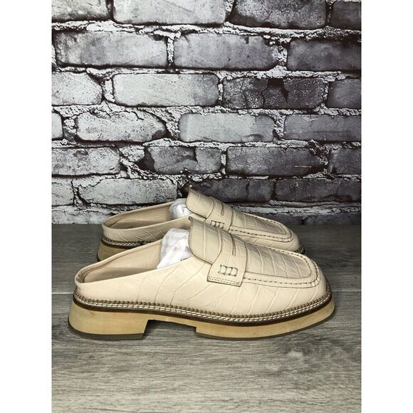 Free People Blush Pink Leather Platform Penny Loafer Mules Women Sz 39EU/8.5M US - Picture 7 of 16